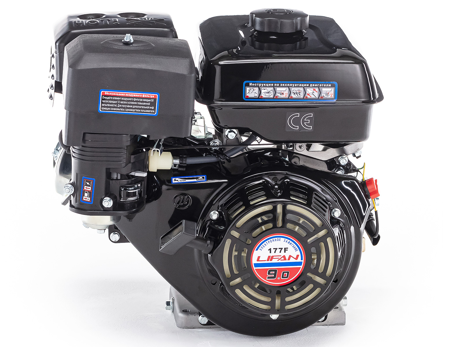 Бензиновый двигатель Lifan 177F с ручным стартером мотоблока Беларус 09Н-02