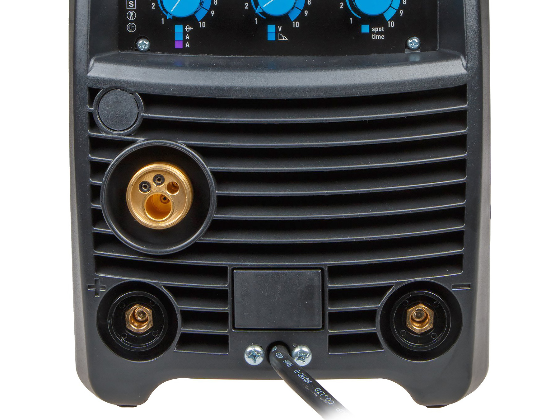 Евро-разъем, возможность смены полярности для сварки проволокой без газа FLUX сварочного инвертора Solaris MULTIMIG-227