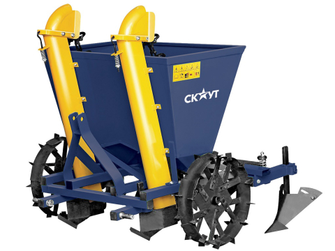 Двухрядная картофелесажалка Скаут S239 с бункером емкостью 180 кг, стальными регулируемыми колесами