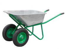 Тачка садовая DGM MT-2134 двухколесная усиленная со стальным оцинкованным кузовом объемом 125 литров